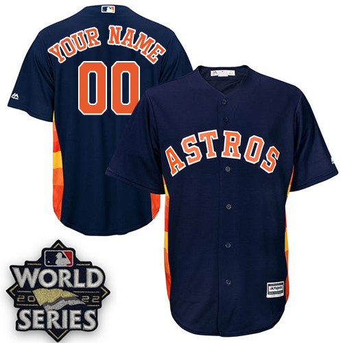 Custom Youth Houston Astros Customized Replica Navy Blue Alternate Cool Base 2022 MLB World Series jersey patch MLB Jersey